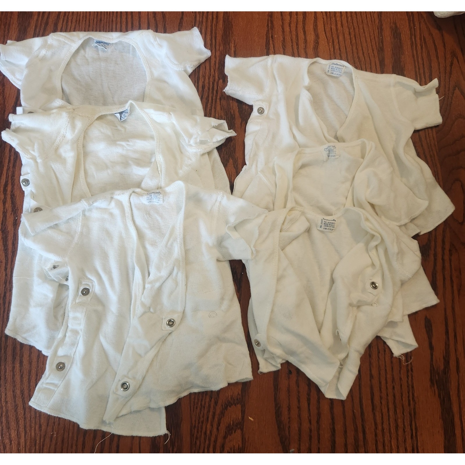 Lot Of Six White Cradlecraft Penneys Infant Snap Shirts 6-12 Months Made In Usa